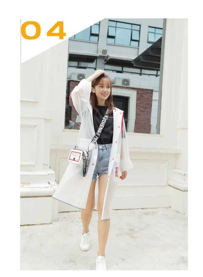 Reusable Fashion Rain Poncho for Adults, Hooded Waterproof EVA Raincoat Jacket, Long Rain Cape for Outdoor Activities, Men and Women - Image 4