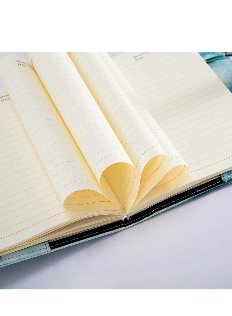 Marble Diary with Lock for Girls and Boys, Secret Journal with Lock and  Notebooks for Teen, Password Diary with Password PU Leather Locked with Pen Holder(Blue, A5) - Image 3