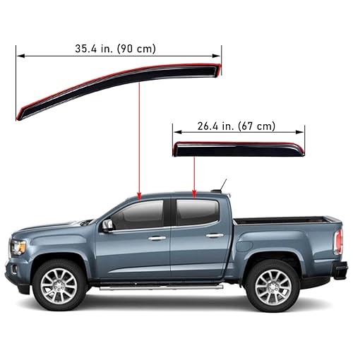 Lightronic WV194995 in-Channel Side Window Visor Deflector Rain Guard, Dark Smoke, 4-Pieces Set, Fits 2015-2022 Chevrolet Colorado & GMC Canyon Crew Cab - Image 3