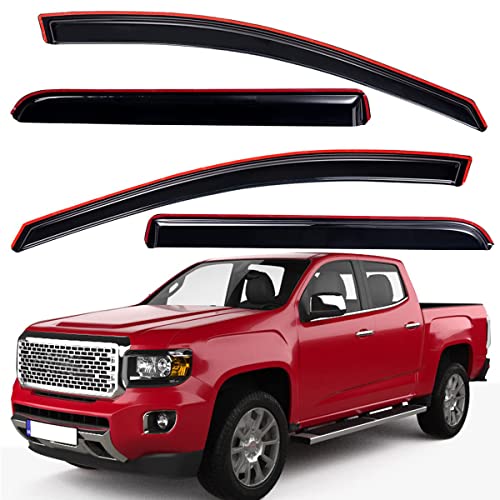 Lightronic WV194995 in-Channel Side Window Visor Deflector Rain Guard, Dark Smoke, 4-Pieces Set, Fits 2015-2022 Chevrolet Colorado & GMC Canyon Crew Cab - Image 1