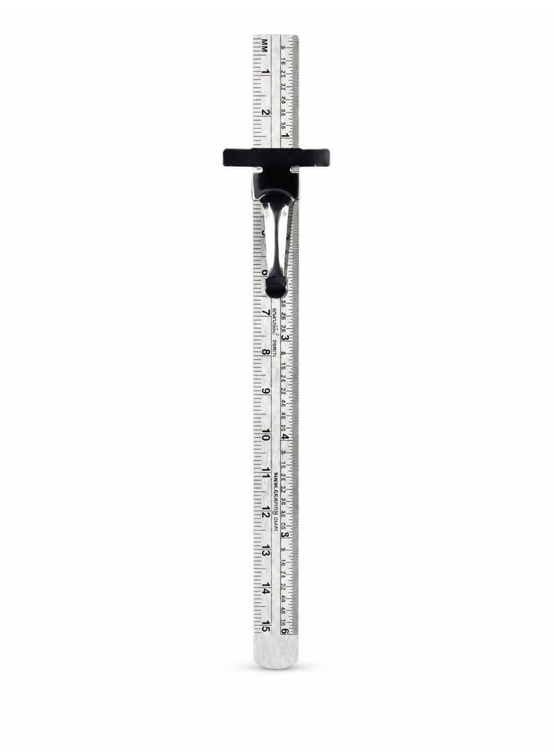 6 Inch 15CM Stainless Steel Pocket Ruler with Removable Clip Imperial and Metric Scale Portable Mini Steel Ruler for Carpentry Design Engineering Office Supplies - Image 1