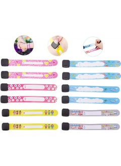 12Pcs Kids Anti-Lost Security ID Wristband Reusable and Waterproof Security ID Bracelet