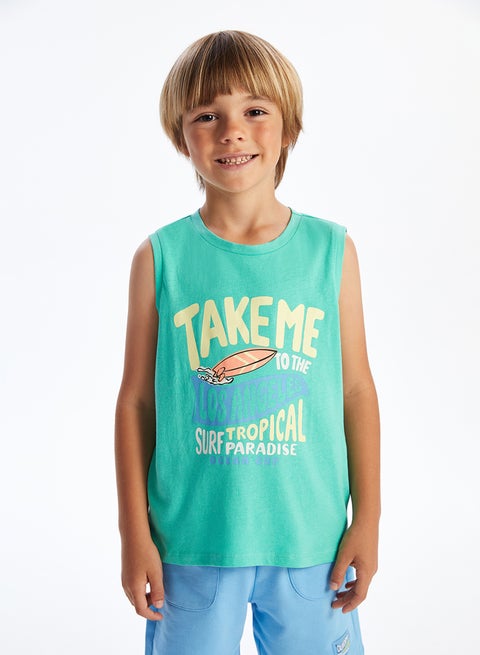 Boys' Cotton Crew Neck Los Angeles Summer Tank Top