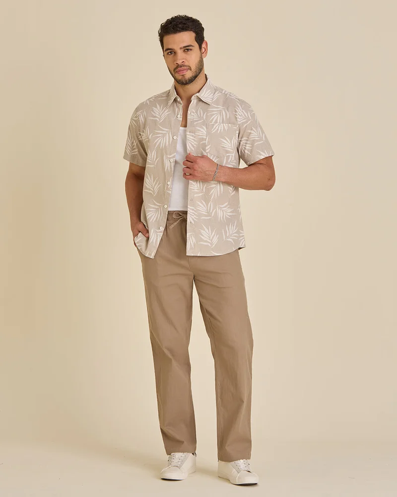 REDTAG Men Beige Plain Trousers