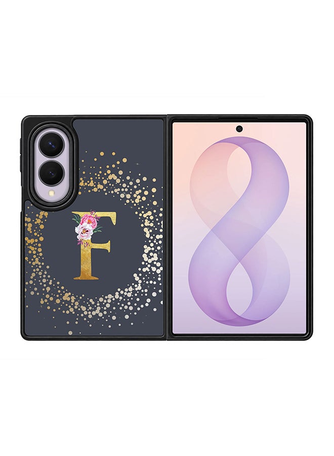 Stylizedd Rugged Case for Samsung Galaxy Z Fold8- Slim Fit Hybrid Rubber Cover Floral Monogram - F (Grey)