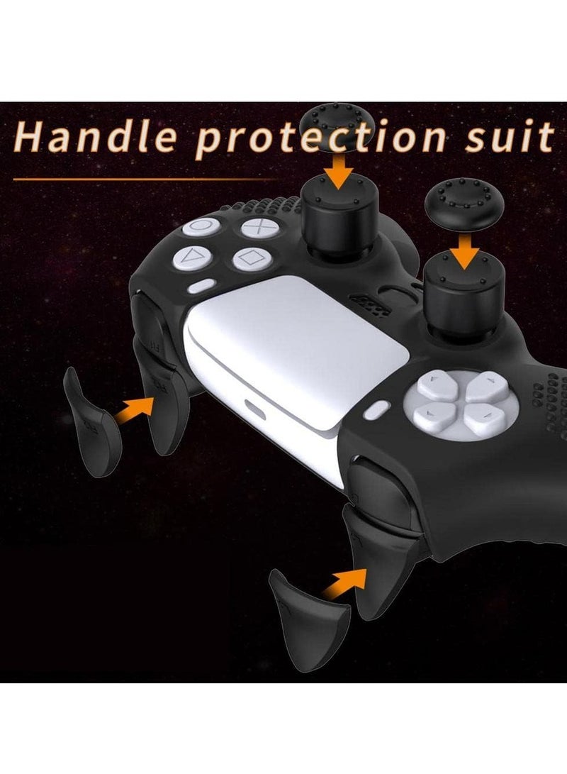 عام حافظة من السيليكون لوحدة التحكم PS5 Edge، غطاء حماية من السيليكون غير قابل للانزلاق + غطاء متأرجح + مفتاح الزناد لغطاء وحدة التحكم PS5 Edge (أسود) - Image 4