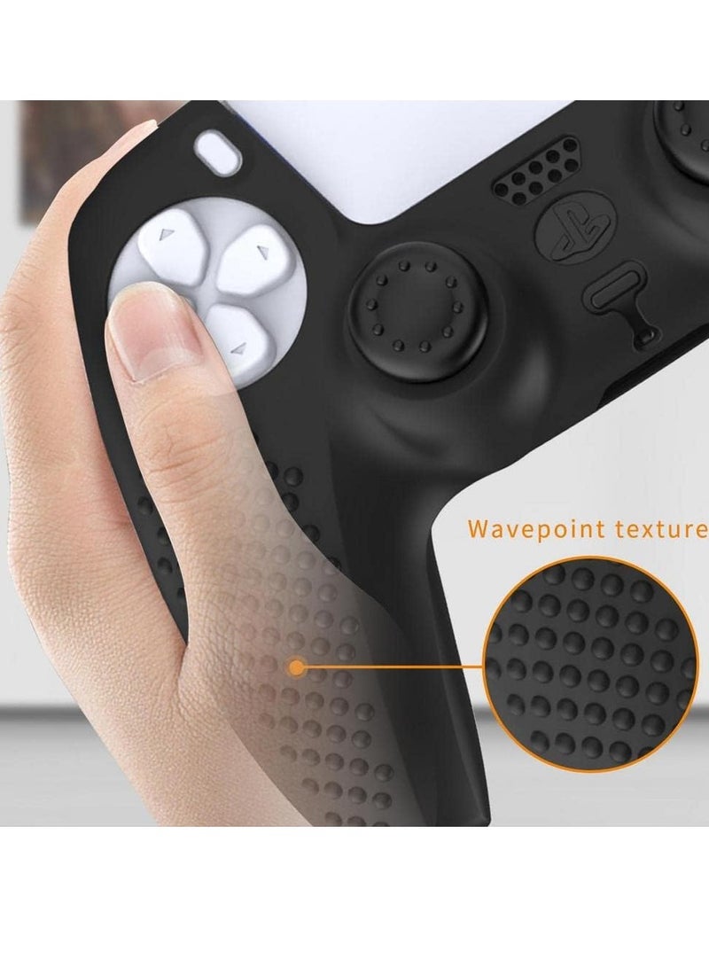 عام حافظة من السيليكون لوحدة التحكم PS5 Edge، غطاء حماية من السيليكون غير قابل للانزلاق + غطاء متأرجح + مفتاح الزناد لغطاء وحدة التحكم PS5 Edge (أسود) - Image 5