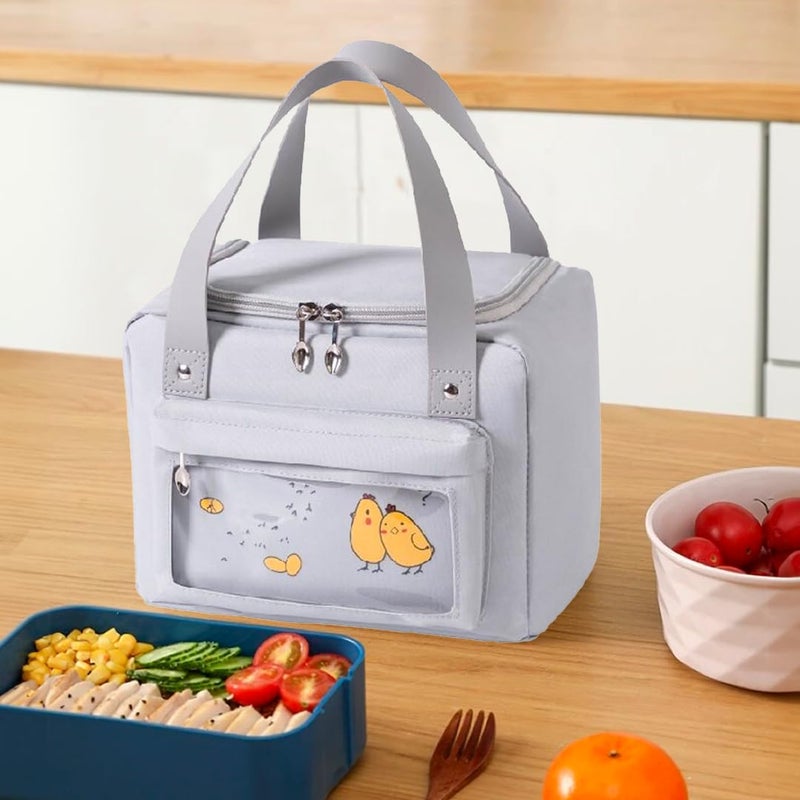 Umai UMAI Insulated Lunch/Tiffin/Storage Bag for Kids, Women & Men | Ideal Tote Bag for Office/School/Outdoor Activities-Lightweight, Durable Handle, Front Pocket for Napkins, Cutlery (Grey)  - Image 1