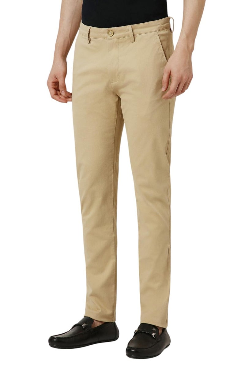 Peter England Men Mid Rise Slim Casual Pants (PCTFSSSBC04837_Beige, 30 - Image 2