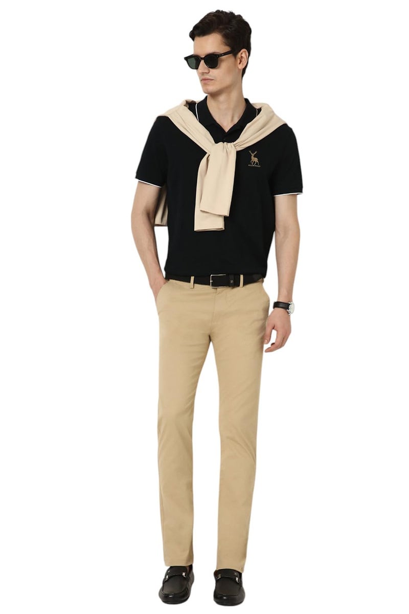 Peter England Men Mid Rise Slim Casual Pants (PCTFSSSBC04837_Beige, 30 - Image 5