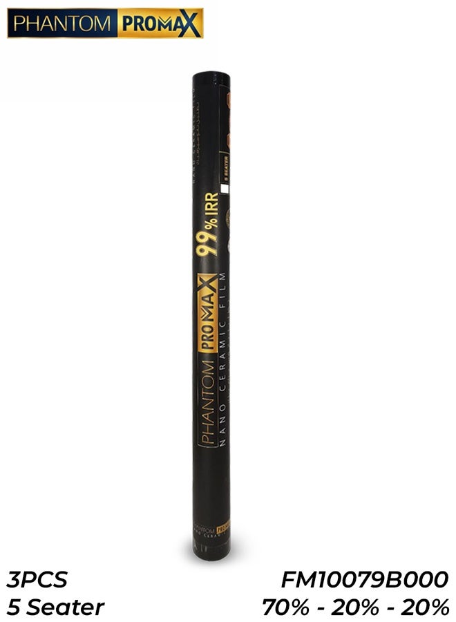 فانتوم فيلم تظليل زجاج السيارات بتقنية النانو سيراميك، يحجب 99% من الأشعة تحت الحمراء، ويحمي من الأشعة فوق البنفسجية، ومضاد للوهج، ومقاوم للخدوش، مناسب للسيارات ذات 5 مقاعد - FM10079BOOO - Image 1