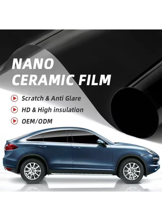 PHANTOM Nano Ceramic Car Window Tint Film 5 Seater 1 Piece  UV Protection Tint Roll 70% Front 20% Side 20% Rear Heat Control Glass Sticker Black Privacy Film Anti Glare Car Window Tint Roll Universal Fit Car Accessories - FM10079BOOO - Image 3