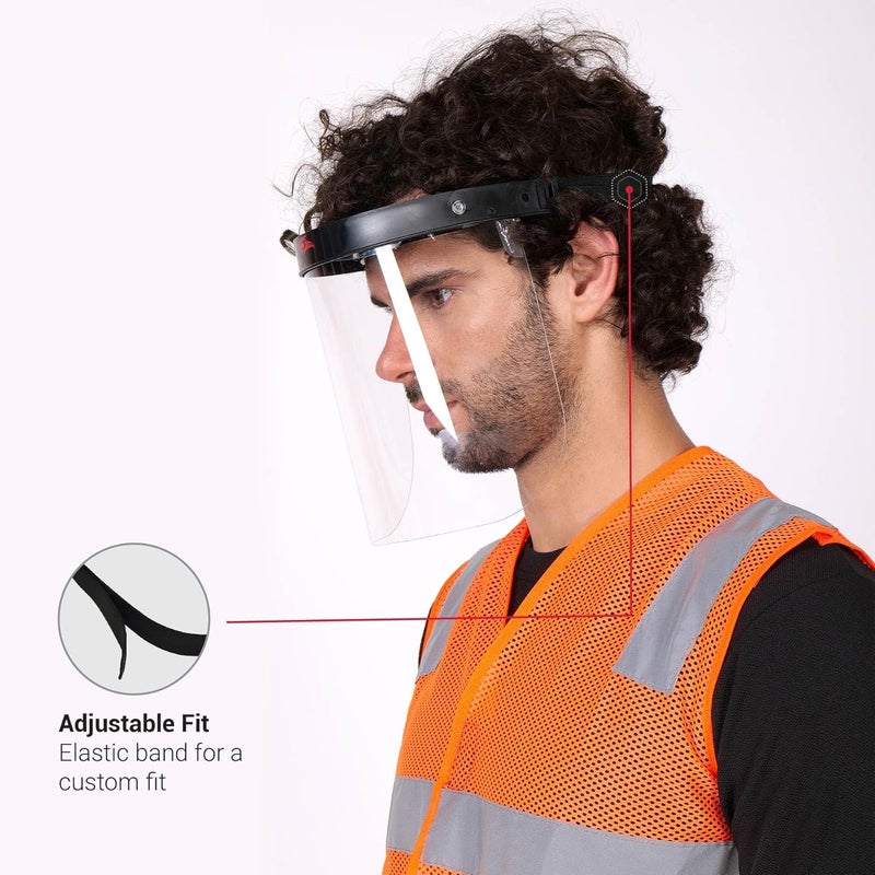 Perf Face Shield | High-Impact Resistant Polycarbonate Visor | Comfortable Adjustable Elastic Band with Replaceable Polycarbonate Visor (One Complete Face Shield + 2 Replaceable Visors) - Image 5
