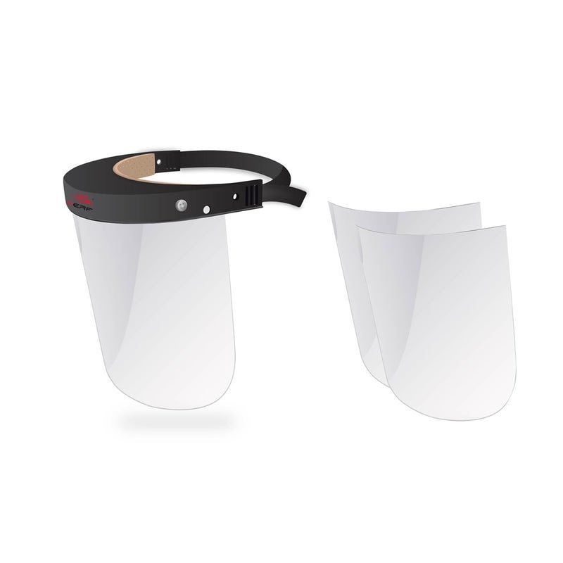 Perf Face Shield | High-Impact Resistant Polycarbonate Visor | Comfortable Adjustable Elastic Band with Replaceable Polycarbonate Visor (One Complete Face Shield + 2 Replaceable Visors) - Image 1
