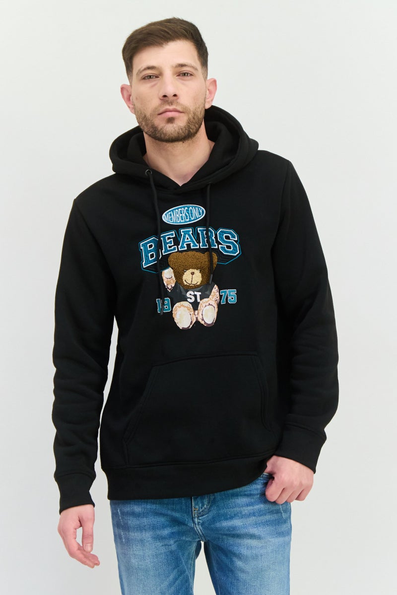 MEMBERS ONLY Men Hooded Long Sleeves Brand Logo Sweatshirt, Black - Image 1