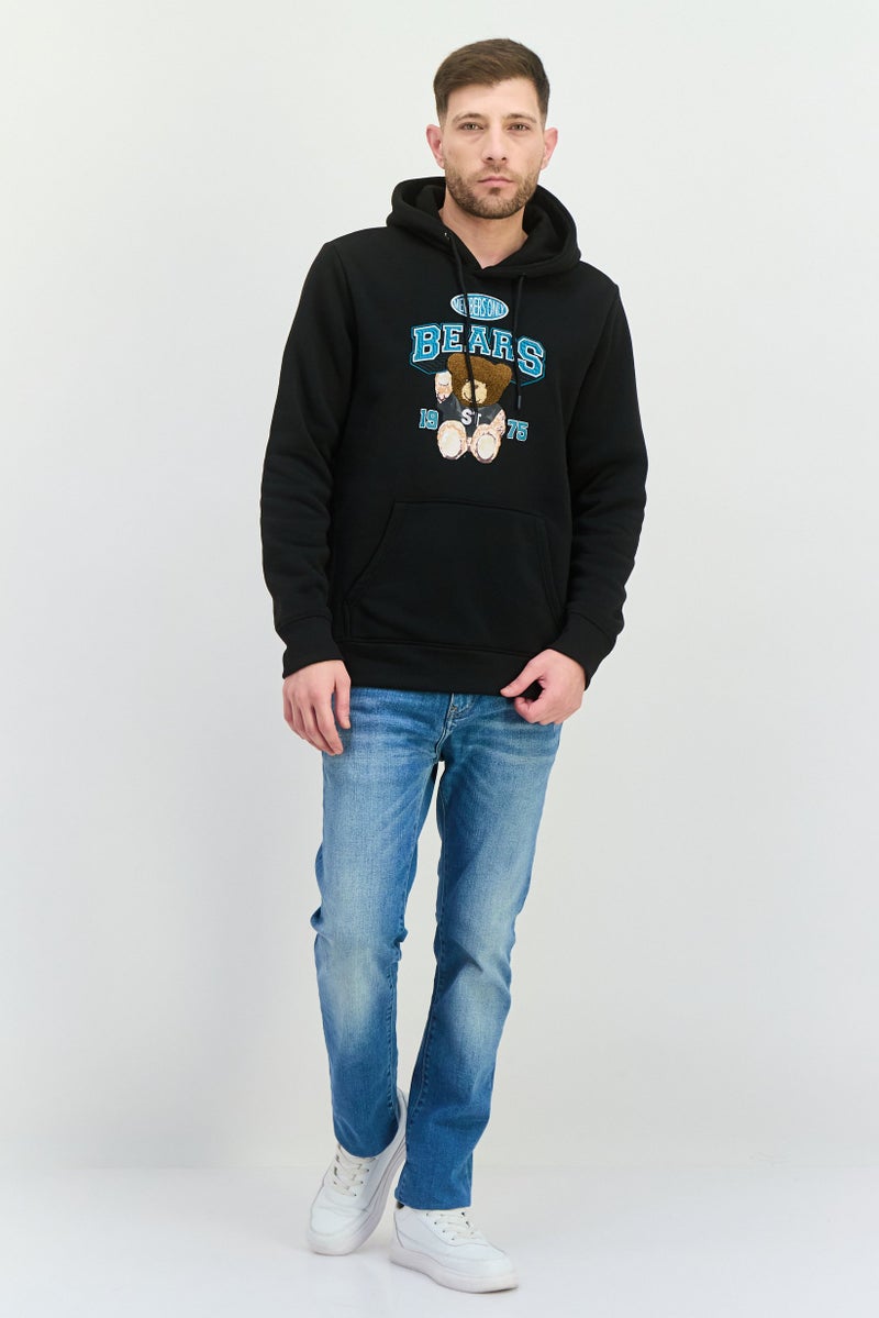 MEMBERS ONLY Men Hooded Long Sleeves Brand Logo Sweatshirt, Black - Image 4
