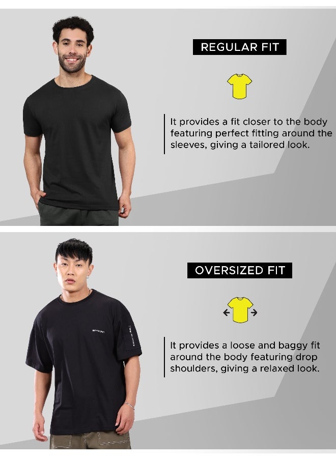 Beyoung Black Zip Sleeved Oversized T-shirt for Men  - Image 4