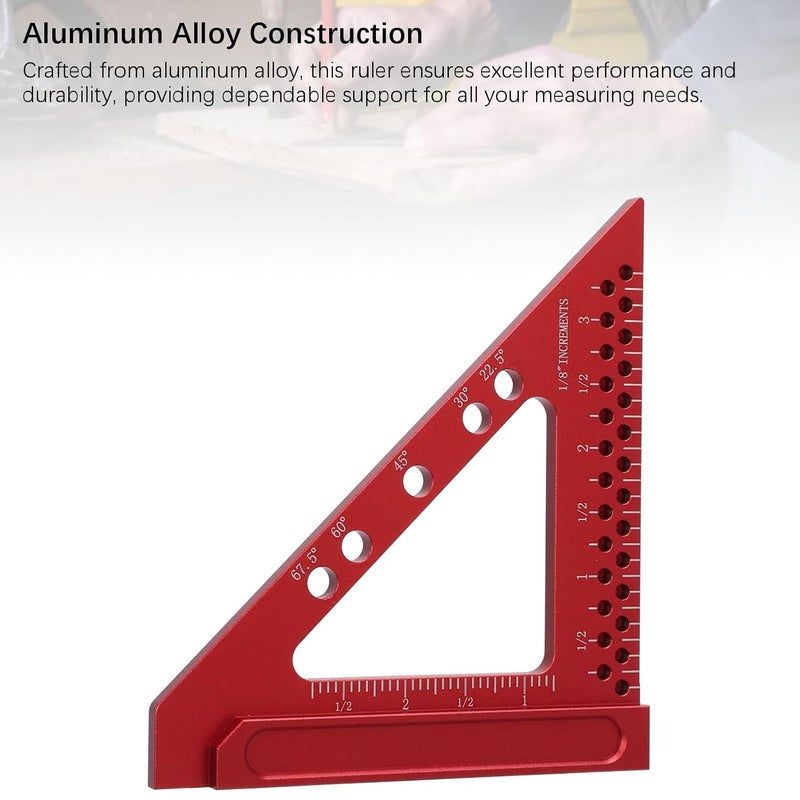 Aluminum Alloy Carpenter Square Triangle Hole Scribing Ruler Woodworking Measuring Tool - Image 4