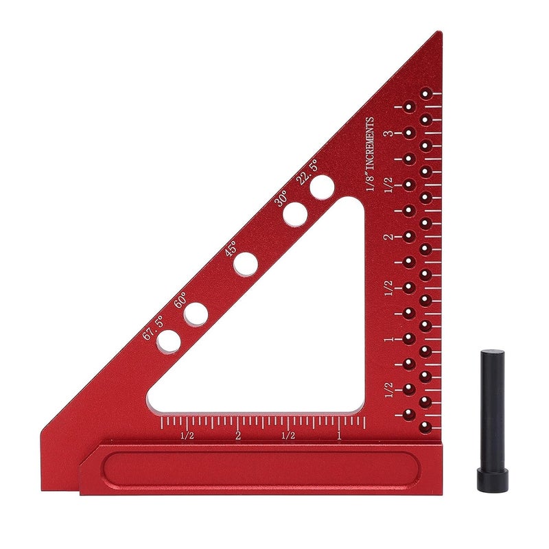 Aluminum Alloy Carpenter Square Triangle Hole Scribing Ruler Woodworking Measuring Tool - Image 2