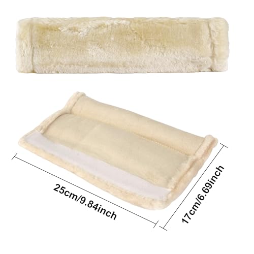 MOONET 2 Packs Car Seatbelt Covers Shoulder Pad for More Comfortable Driving, Universal Seat Belt Cover for Handbag Camera Backpack Straps, Soft Faux Sheepskin Wool Seat Belt Cushion (Beige) - Image 2