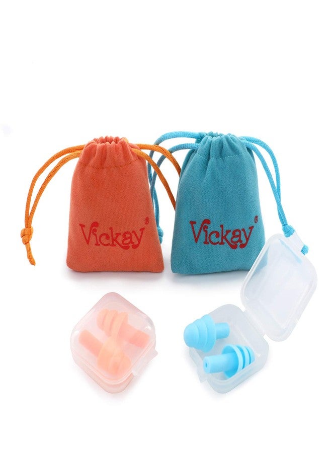 Vickay Noise Cancelling Ear Plugs for Sleeping, 2 Pairs Vickay Ultra Soft Reusable Silicone Ear Plugs Waterproof 32dB NRR for Sleeping,Swimming,Snoring, Concerts with 2 Storage Cases+2 Travel Pouches - Image 1
