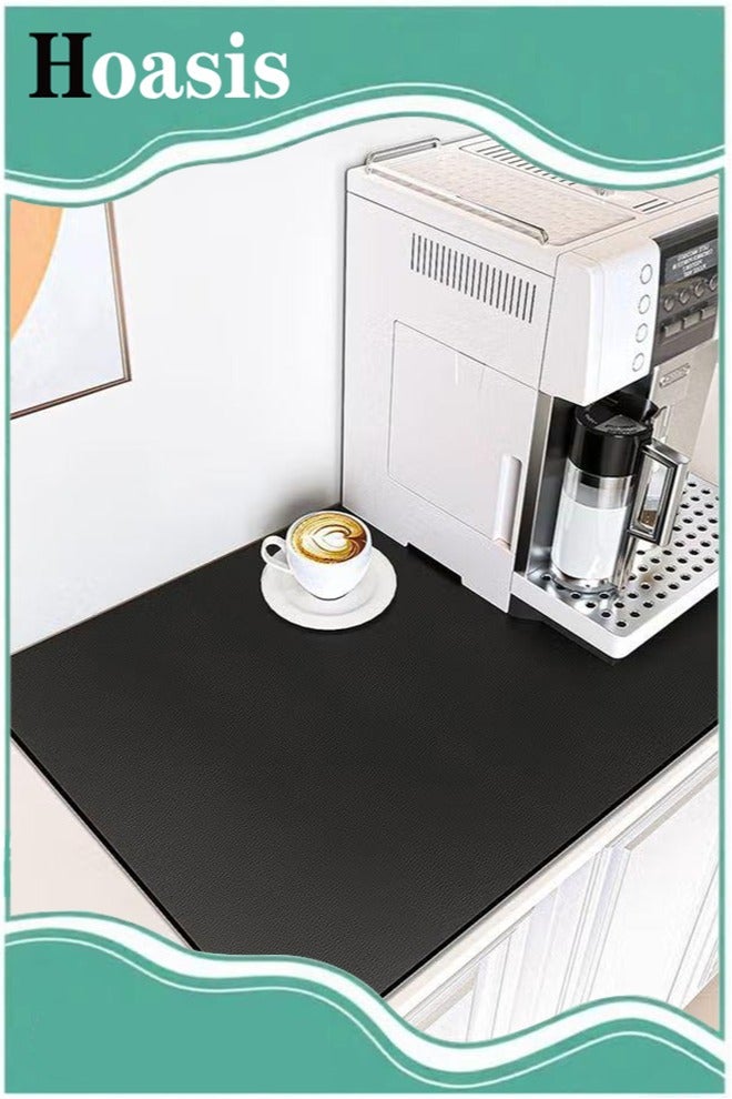 Hoasis Coffee Mat, Coffee Machine Drying Mat with Non-Slip Rubber Bottom, Quick-Drying Mat for Coffee Machine, Kitchen, Sink, Tableware (Black) - Image 1