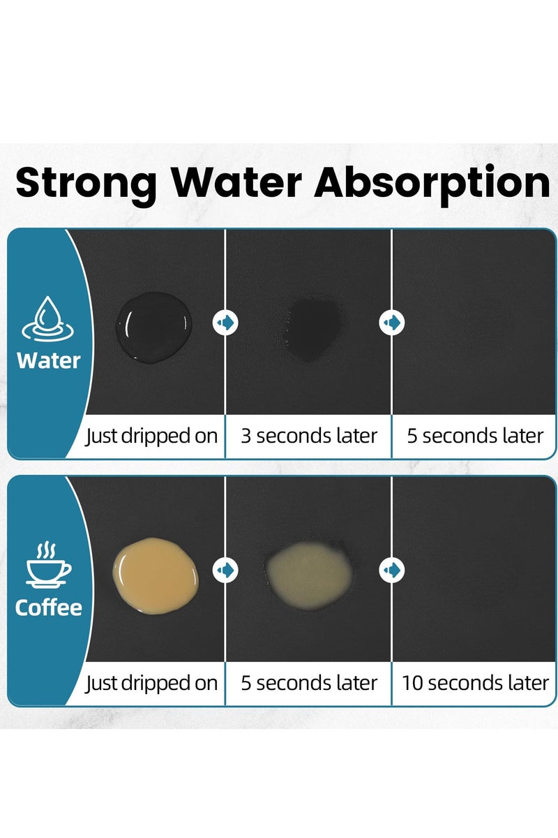 Hoasis Coffee Mat, Coffee Machine Drying Mat with Non-Slip Rubber Bottom, Quick-Drying Mat for Coffee Machine, Kitchen, Sink, Tableware (Black) - Image 2