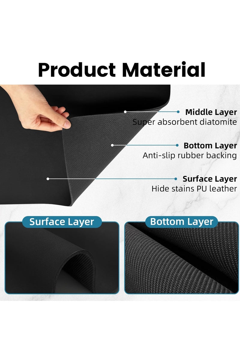 Hoasis Coffee Mat, Coffee Machine Drying Mat with Non-Slip Rubber Bottom, Quick-Drying Mat for Coffee Machine, Kitchen, Sink, Tableware (Black) - Image 3