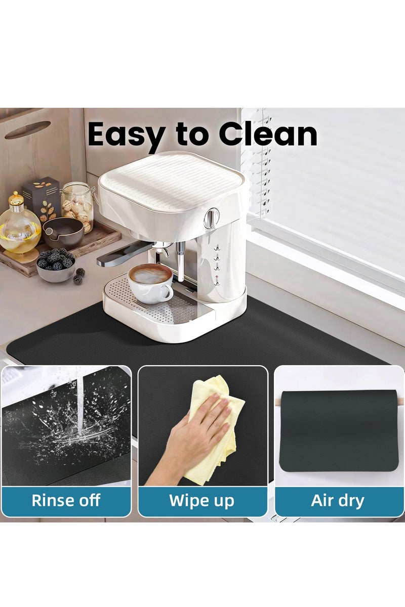 Hoasis Coffee Mat, Coffee Machine Drying Mat with Non-Slip Rubber Bottom, Quick-Drying Mat for Coffee Machine, Kitchen, Sink, Tableware (Black) - Image 4