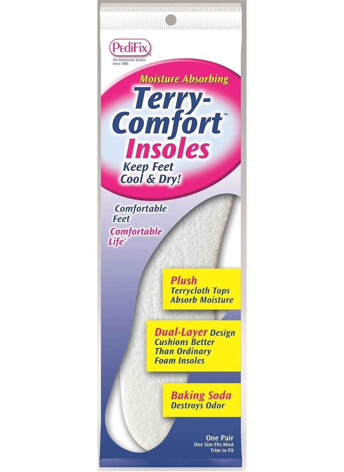 pedifix - Sockless Insoles w/Terry Comfort One Size Fits Most Pr - Image 1