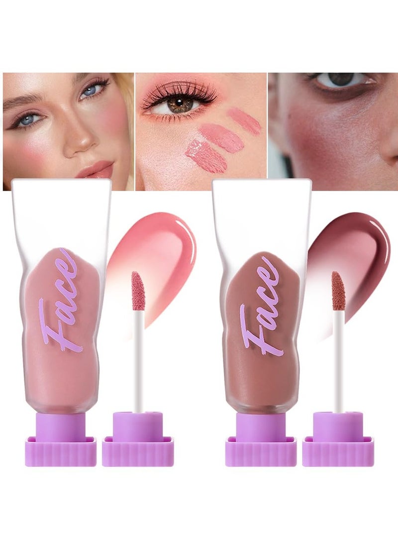 SYOSI 2 Pcs Soft Liquid Blush Beauty Wand Sets, Silky Cream Blush Stick Makeup, Beauty Liquid Blush for Cheeks Eyes Lips, Natural Matte Finish, Moist Smooth Lightweight Breathable - Image 1