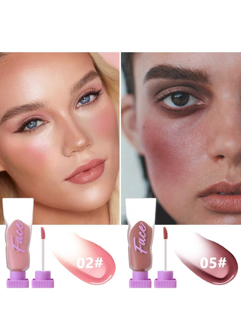 SYOSI 2 Pcs Soft Liquid Blush Beauty Wand Sets, Silky Cream Blush Stick Makeup, Beauty Liquid Blush for Cheeks Eyes Lips, Natural Matte Finish, Moist Smooth Lightweight Breathable - Image 2