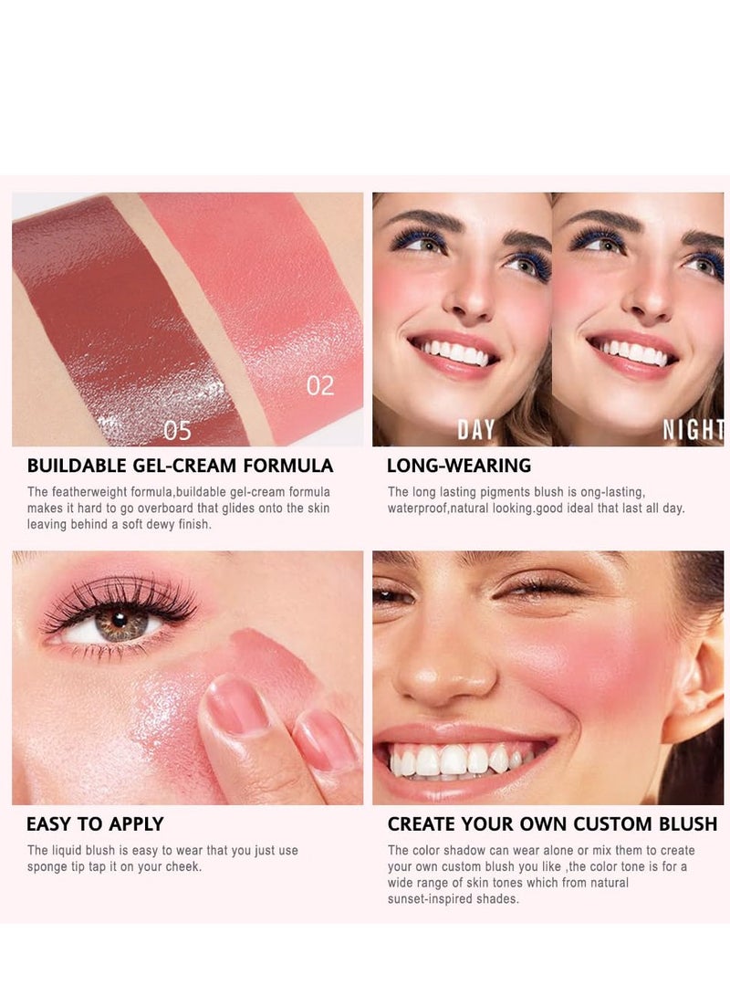 SYOSI 2 Pcs Soft Liquid Blush Beauty Wand Sets, Silky Cream Blush Stick Makeup, Beauty Liquid Blush for Cheeks Eyes Lips, Natural Matte Finish, Moist Smooth Lightweight Breathable - Image 4