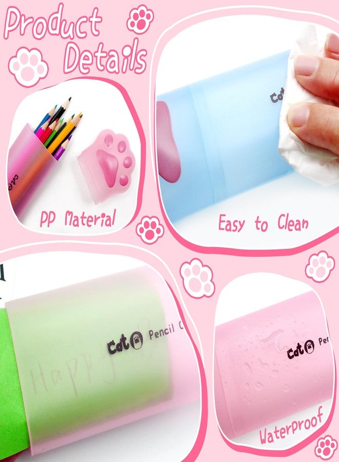 Benvo Cat Paw Pencil Holder Plastic Kitten Paw Pencil Case Box Storage Organizer Container for Stationery Pencils Pens Rulers Office Portable Desk Accessories (Pink & Light Blue, Pack of 2) - Image 3