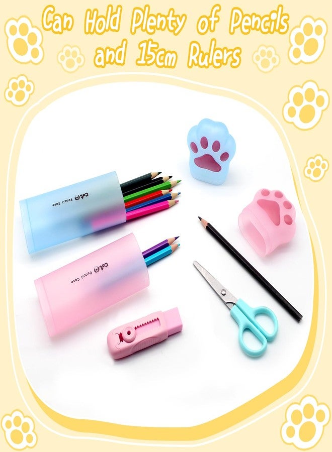 Benvo Cat Paw Pencil Holder Plastic Kitten Paw Pencil Case Box Storage Organizer Container for Stationery Pencils Pens Rulers Office Portable Desk Accessories (Pink & Light Blue, Pack of 2) - Image 5