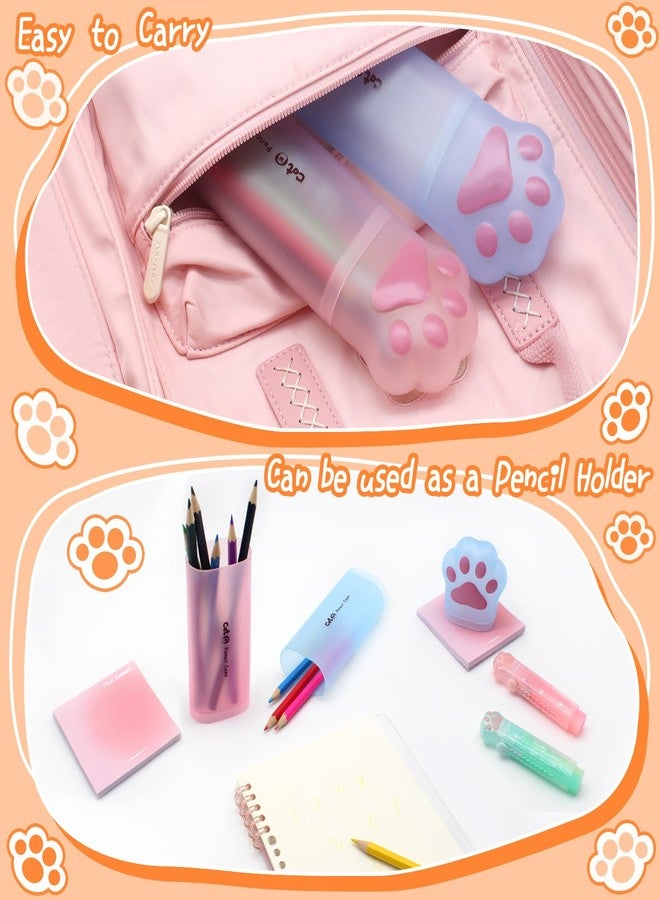 Benvo Cat Paw Pencil Holder Plastic Kitten Paw Pencil Case Box Storage Organizer Container for Stationery Pencils Pens Rulers Office Portable Desk Accessories (Pink & Light Blue, Pack of 2) - Image 4