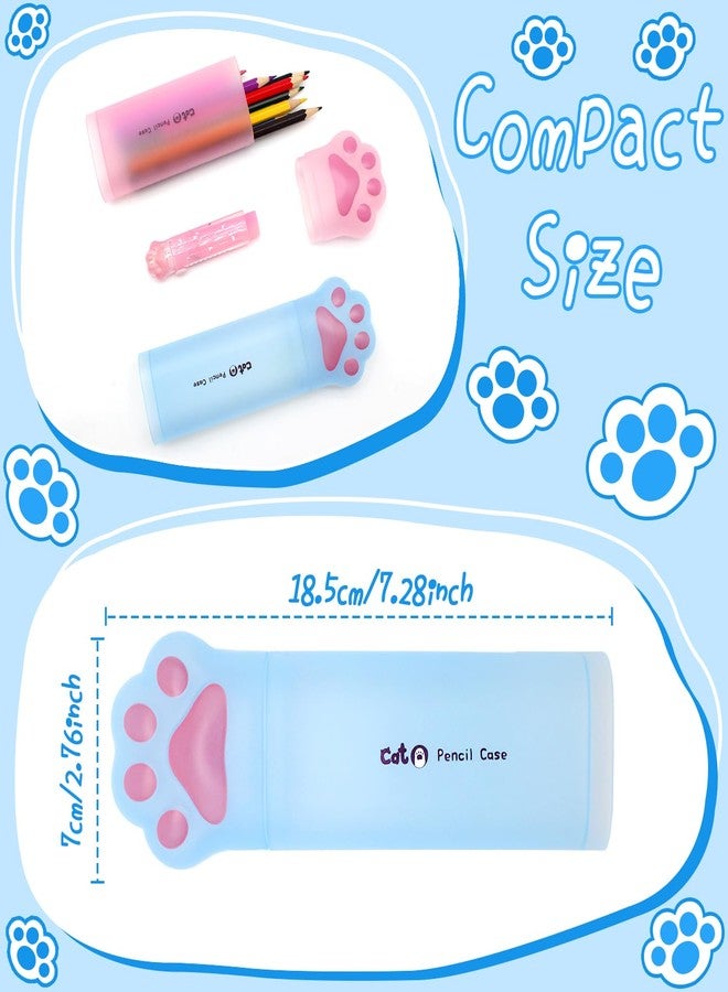 Benvo Cat Paw Pencil Holder Plastic Kitten Paw Pencil Case Box Storage Organizer Container for Stationery Pencils Pens Rulers Office Portable Desk Accessories (Pink & Light Blue, Pack of 2) - Image 2