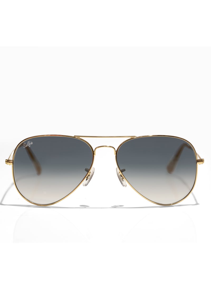 selfie Selfie Aviator Blue Gold Metal Frame with UV 400 Sunglasses, SE3025-016  - Image 1