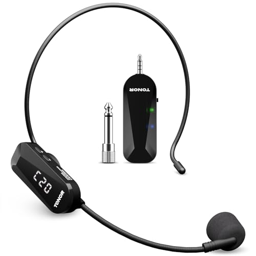 TONOR Wireless Headset Microphone, UHF Microphone Headset System, Head Handheld Mic 2 in 1, Ear Mic with 20 Channels, 65ft Range for Fitness, Teaching, Tour Guide, Voice Amplifier, Speaker, Pa - Image 1
