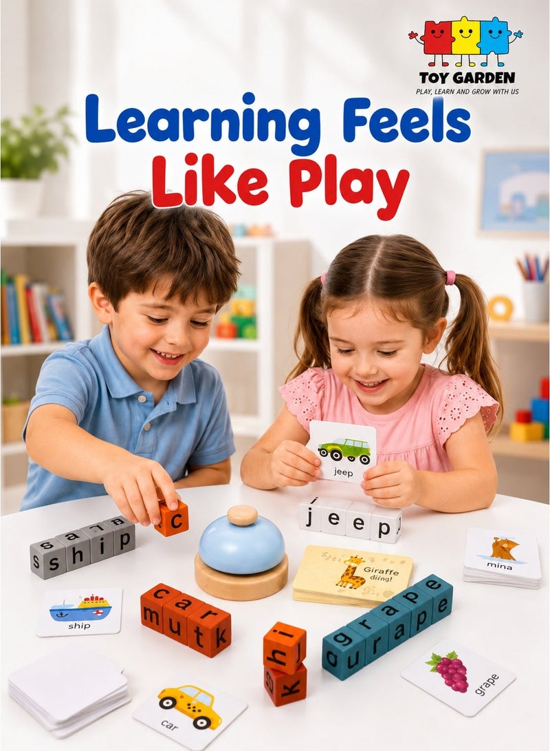 TOY GARDEN Wooden Spell Word Toy – Letter Recognition & Word Building Game | Educational Learning Toy for Kids | Cognitive Challenge & Memory Play for Early Childhood Development - Image 1