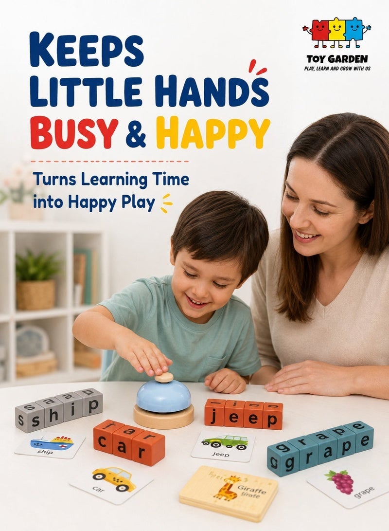 TOY GARDEN Wooden Spell Word Toy – Letter Recognition & Word Building Game | Educational Learning Toy for Kids | Cognitive Challenge & Memory Play for Early Childhood Development - Image 2