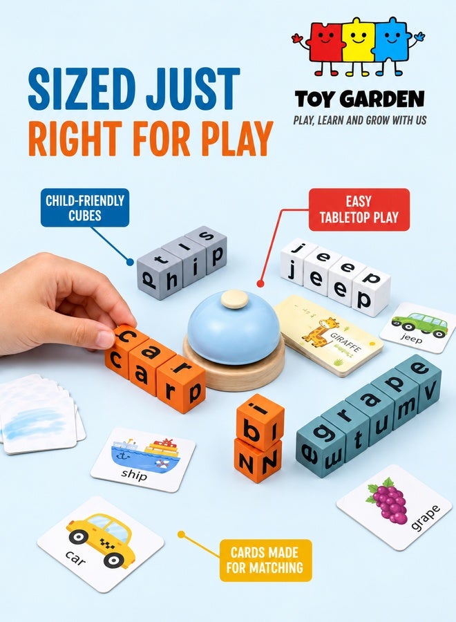 TOY GARDEN Wooden Spell Word Toy – Letter Recognition & Word Building Game | Educational Learning Toy for Kids | Cognitive Challenge & Memory Play for Early Childhood Development - Image 4