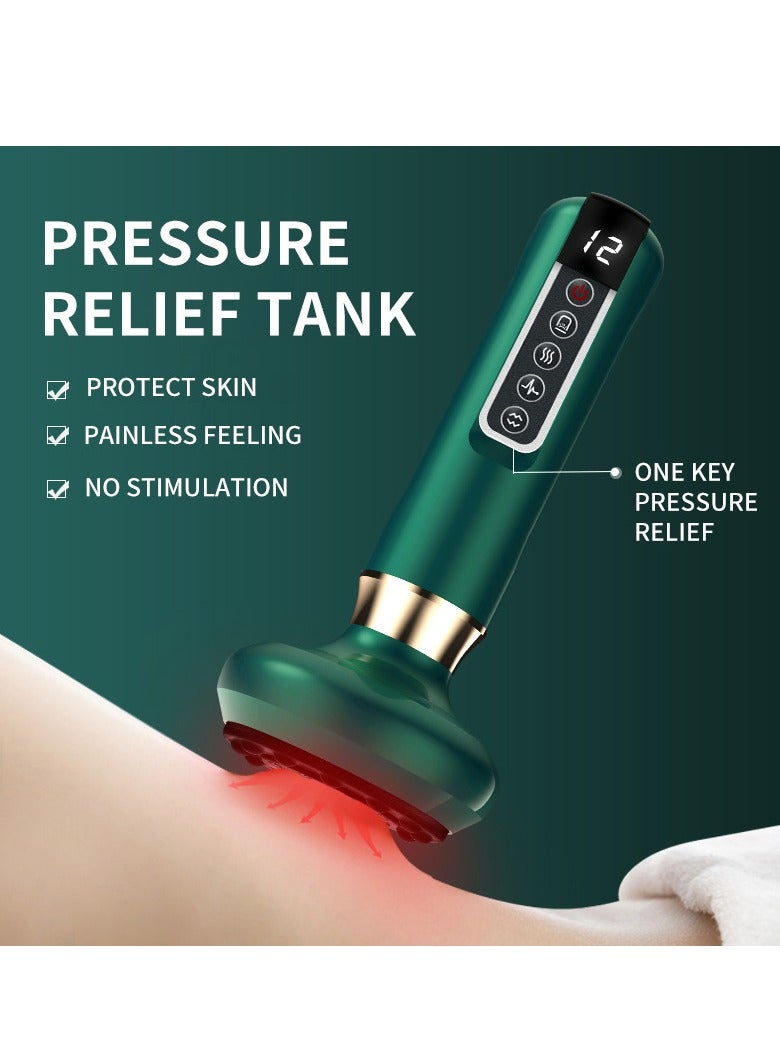 آلة العلاج بالحجامة الكهربائية آلة تدليك بالحجامة الكهربائية قابلة لإعادة الشحن بالتدفئة بالضوء الأحمر للظهر، 12 مراحل شفط قابلة للتعديل لتحسين الصحة الفرعية لتخفيف التوتر - Image 2