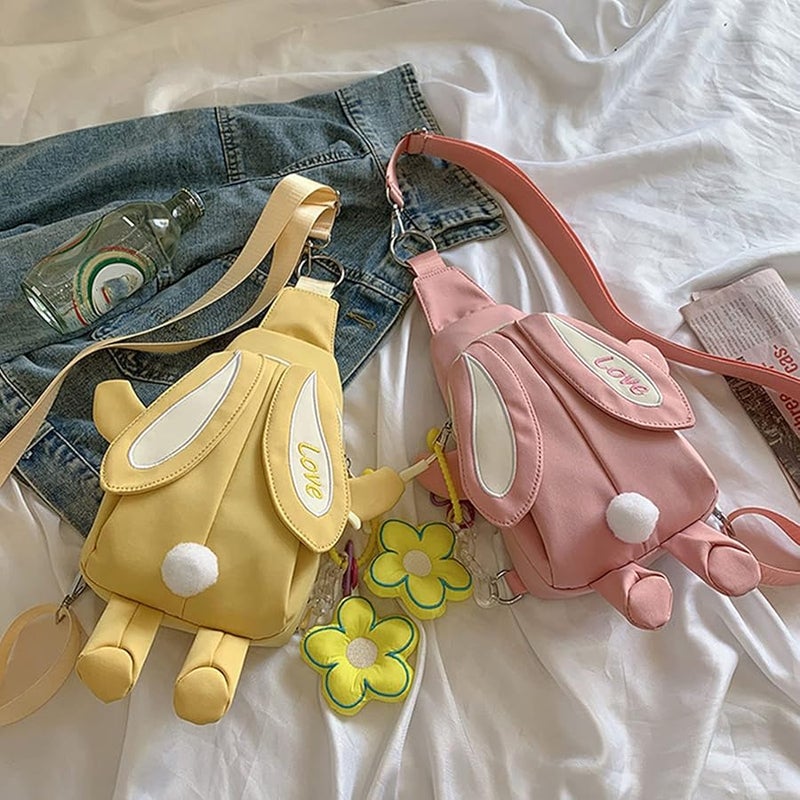 Canvas Crossbody Backpack Cute Cartoon Shape Adjustable Strap Large Capacity For Teen Girls - Image 3