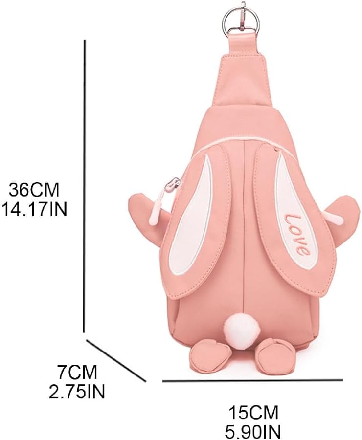 Canvas Crossbody Backpack Cute Cartoon Shape Adjustable Strap Large Capacity For Teen Girls - Image 5