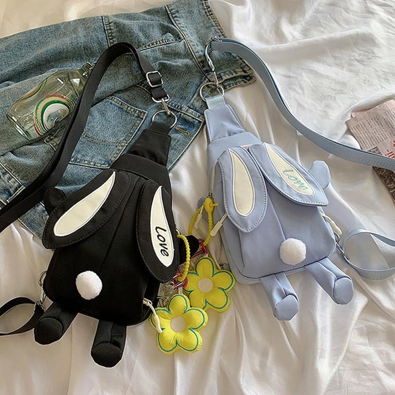 Canvas Crossbody Backpack Cute Cartoon Shape Adjustable Strap Large Capacity For Teen Girls - Image 4
