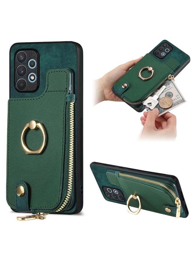 إيروريكس جراب لهاتف Samsung Galaxy A73 5G مع حلقة جلدية متقاطعة وسحاب عمودي ومحفظة خلفية للهاتف - Image 1