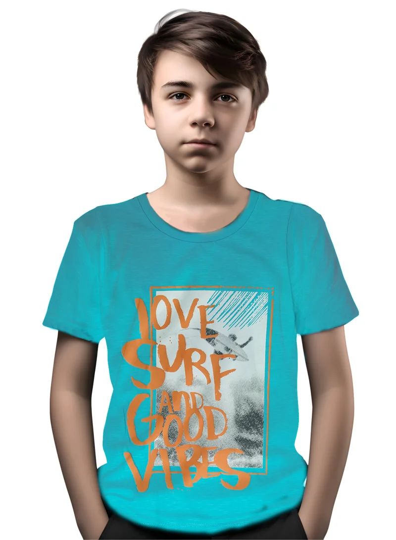 CANADA HOUSE Soft and Comfortable Turquoise Tie-Dye 100% Organic Cotton T-shirt for Boys