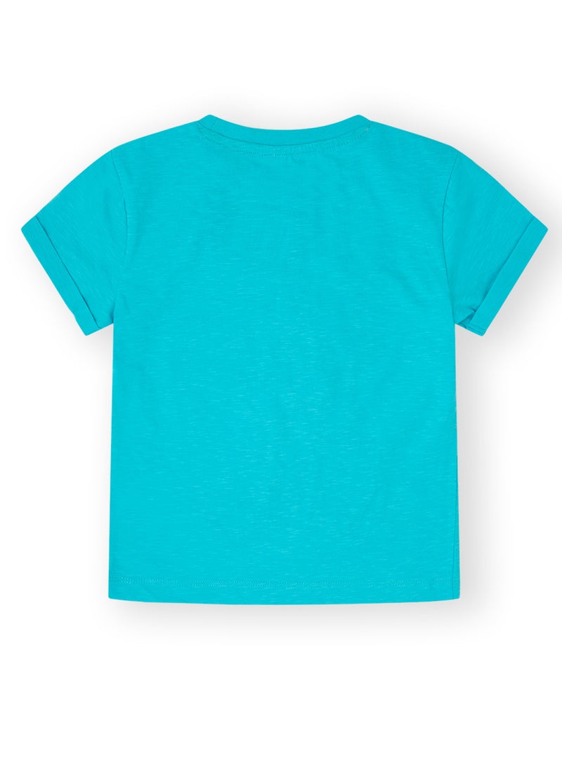 CANADA HOUSE - Soft and Comfortable Turquoise Tie-Dye 100% Organic Cotton T-shirt for Boys - Image 1