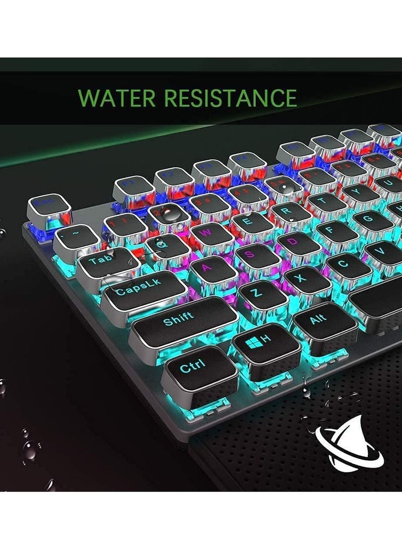 F2088 Mechanical Gaming Keyboard -Brown Switch - Rainbow Backlit, Volume Control Knob, Removable Wrist Rest